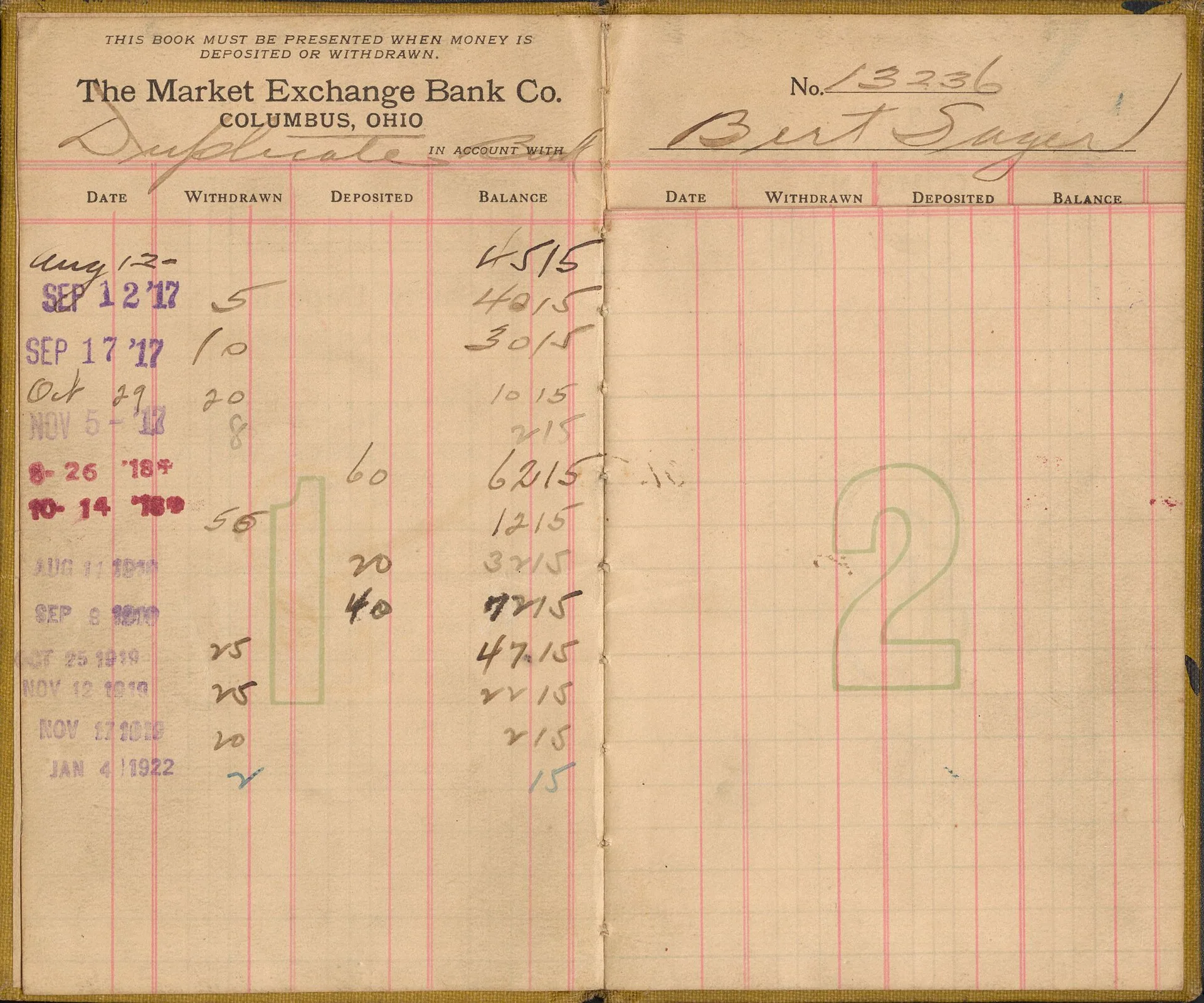 Ledger for a private account holder at Market Exchange Bank Company in Columbus, Ohio. Federal Business Tax Review: Six Return Tie-Outs Before Signing